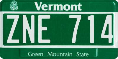 VT license plate ZNE714