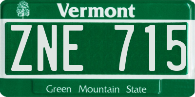VT license plate ZNE715