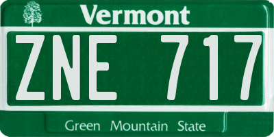 VT license plate ZNE717