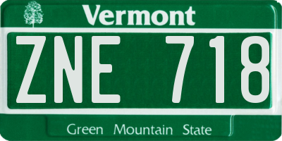 VT license plate ZNE718