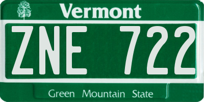 VT license plate ZNE722