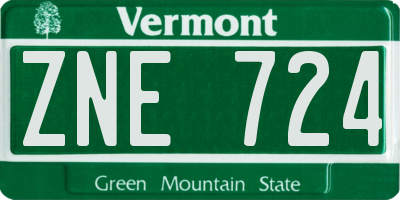 VT license plate ZNE724