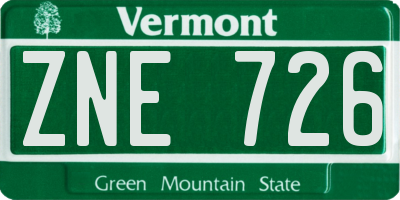 VT license plate ZNE726