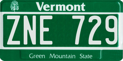 VT license plate ZNE729