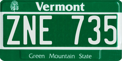 VT license plate ZNE735