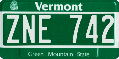 VT license plate ZNE742