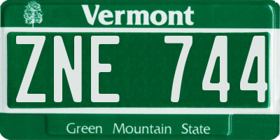 VT license plate ZNE744
