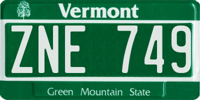 VT license plate ZNE749