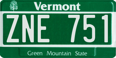 VT license plate ZNE751