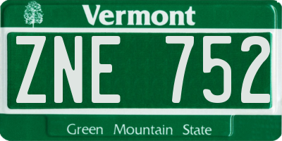 VT license plate ZNE752