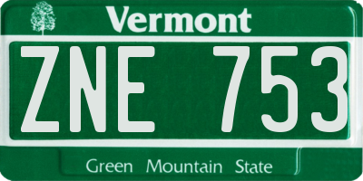 VT license plate ZNE753