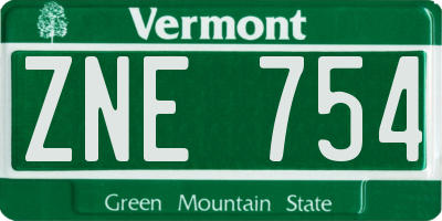 VT license plate ZNE754