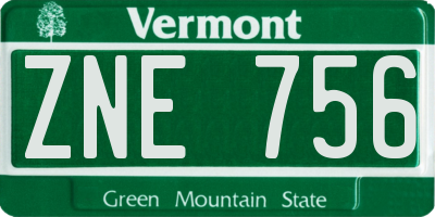VT license plate ZNE756