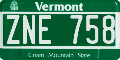 VT license plate ZNE758