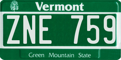 VT license plate ZNE759