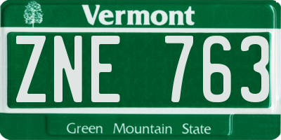 VT license plate ZNE763