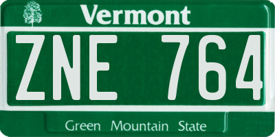 VT license plate ZNE764