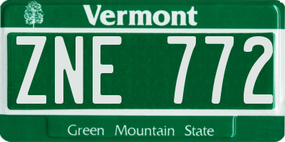 VT license plate ZNE772