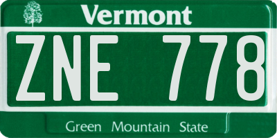 VT license plate ZNE778