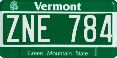 VT license plate ZNE784
