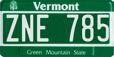 VT license plate ZNE785