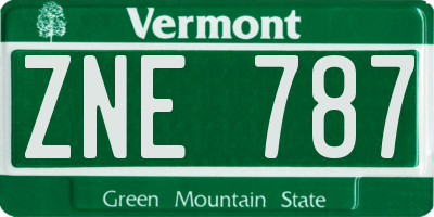 VT license plate ZNE787