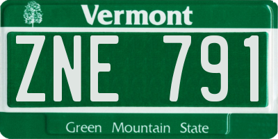 VT license plate ZNE791