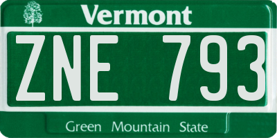 VT license plate ZNE793