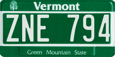 VT license plate ZNE794