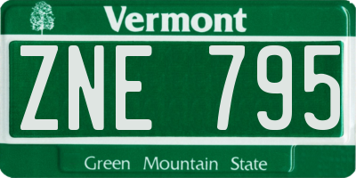 VT license plate ZNE795