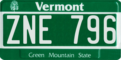 VT license plate ZNE796
