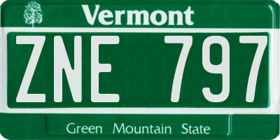 VT license plate ZNE797