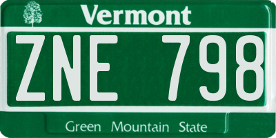 VT license plate ZNE798