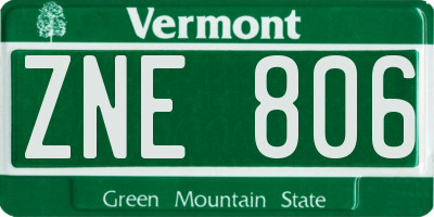 VT license plate ZNE806