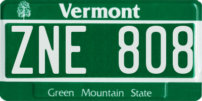 VT license plate ZNE808
