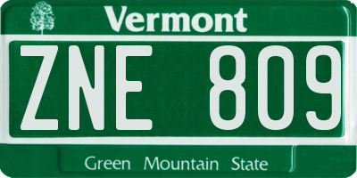 VT license plate ZNE809