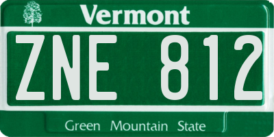 VT license plate ZNE812