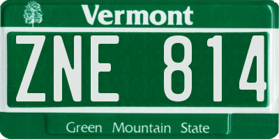 VT license plate ZNE814