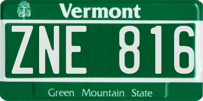 VT license plate ZNE816