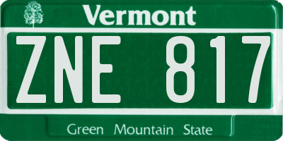 VT license plate ZNE817