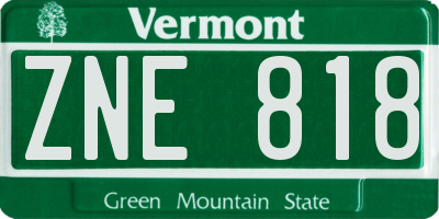 VT license plate ZNE818