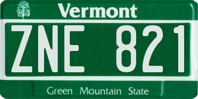 VT license plate ZNE821