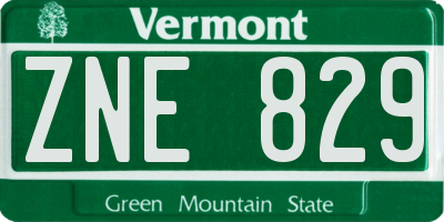 VT license plate ZNE829