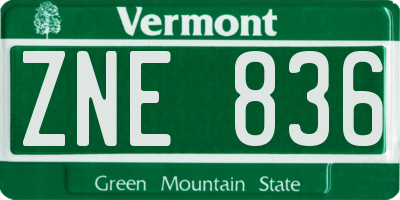 VT license plate ZNE836