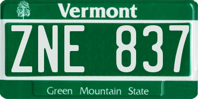 VT license plate ZNE837
