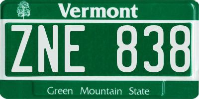 VT license plate ZNE838