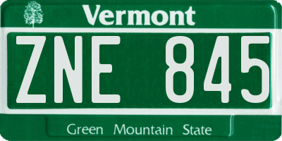 VT license plate ZNE845