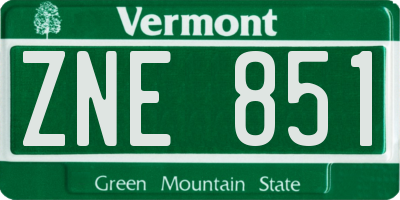 VT license plate ZNE851