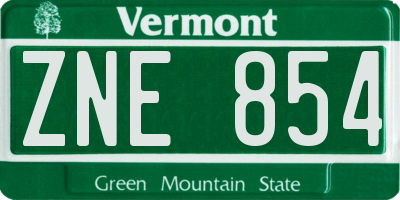 VT license plate ZNE854