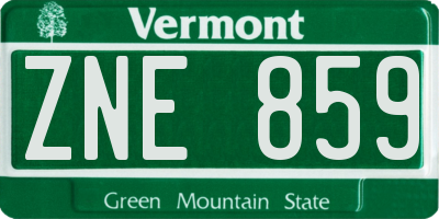 VT license plate ZNE859
